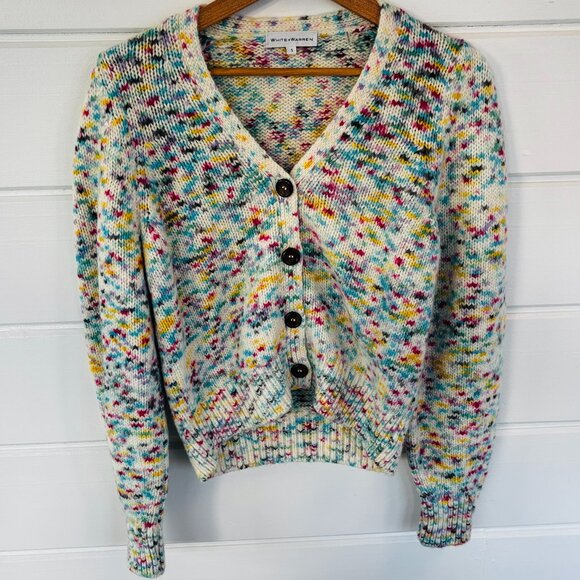 LIKE NEW | White + Warren | Alpaca Blend Watercolor Cardigan Sweater | small - Picture 1 of 5
